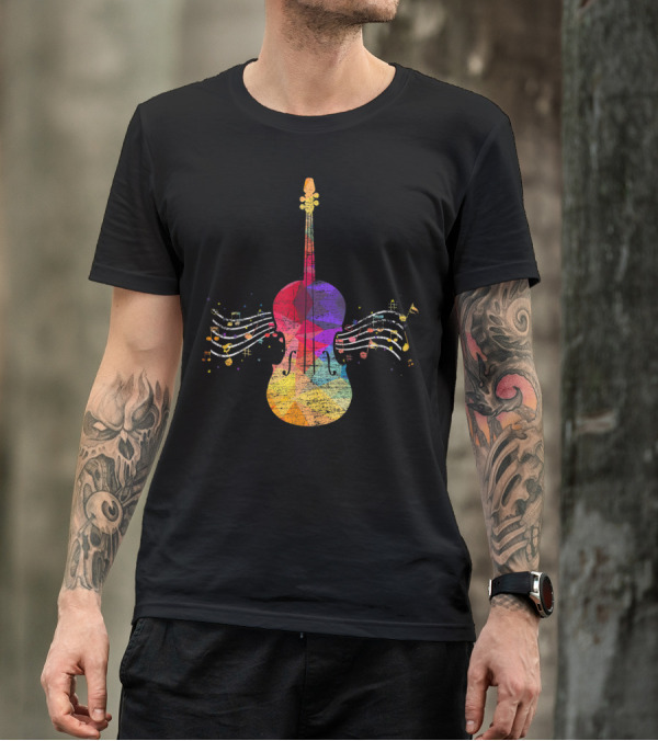 Violinist String Instrument Cello With Musical Notes T-Shirt