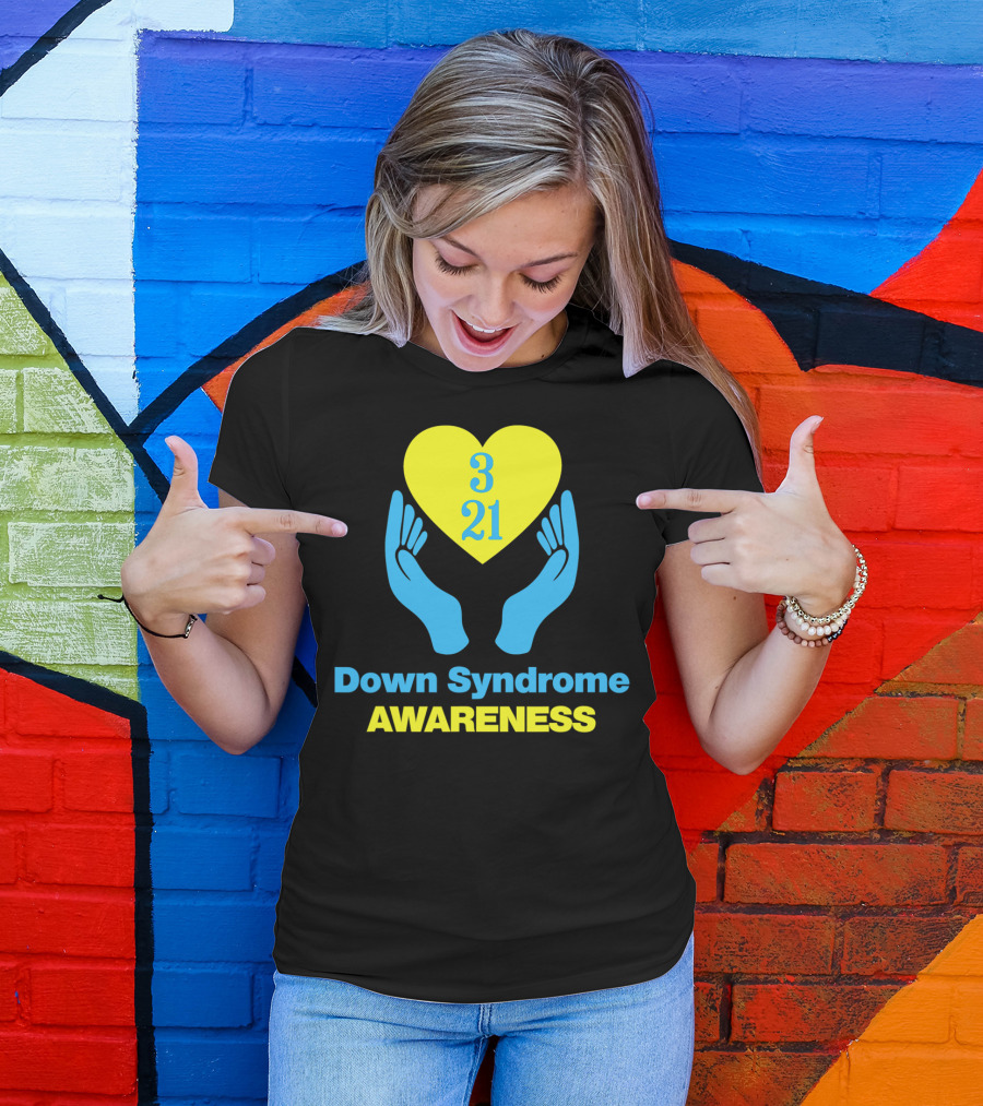 Down Syndrome Awareness March 21 Yellow Heart 321 T-Shirt
