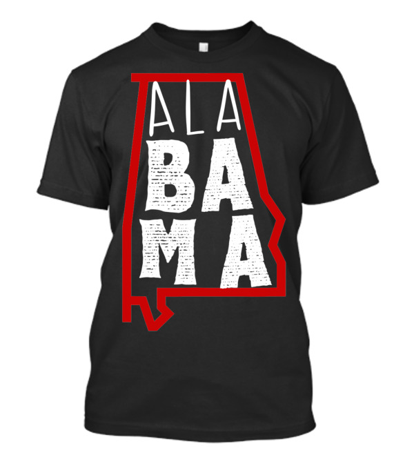 Alabama Map Outline Text Crimson White The South T-Shirt