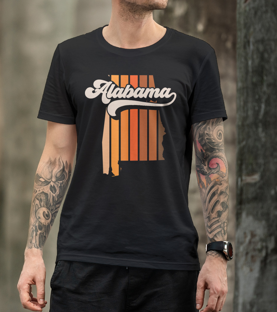 Alabama Vintage 70S Retro Stripe State T-Shirt