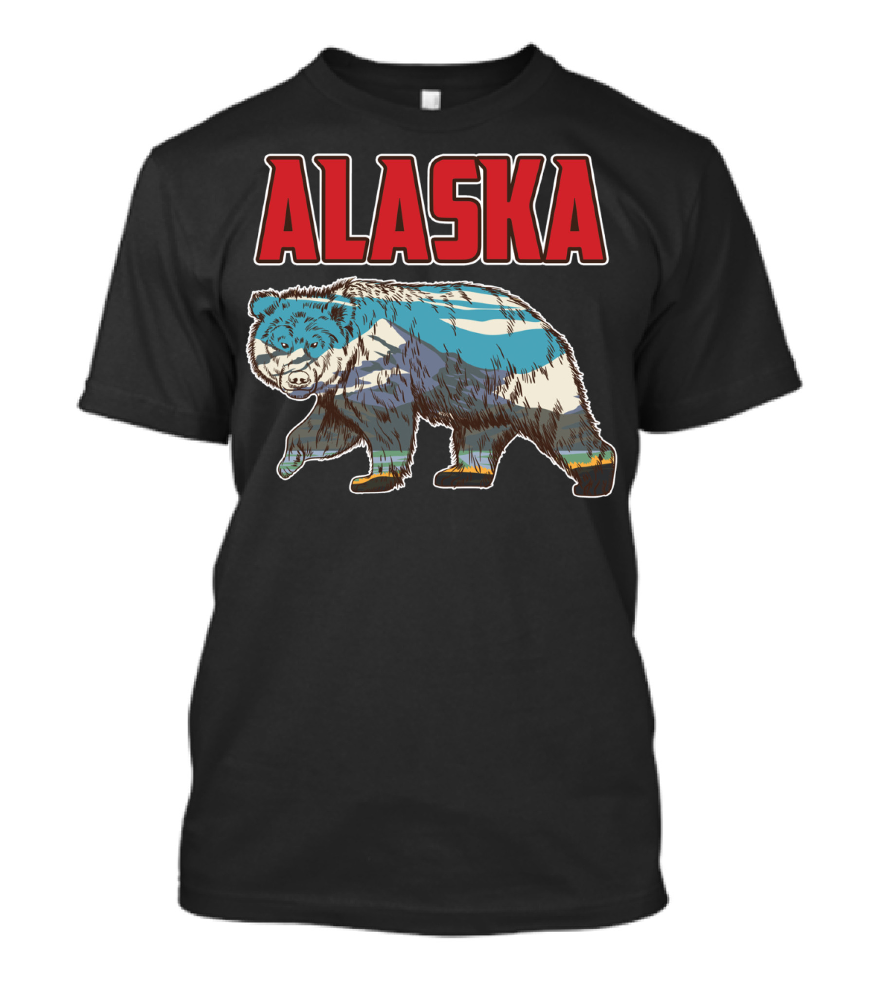 Alaska Bear With Alaskan Nature State T-Shirt
