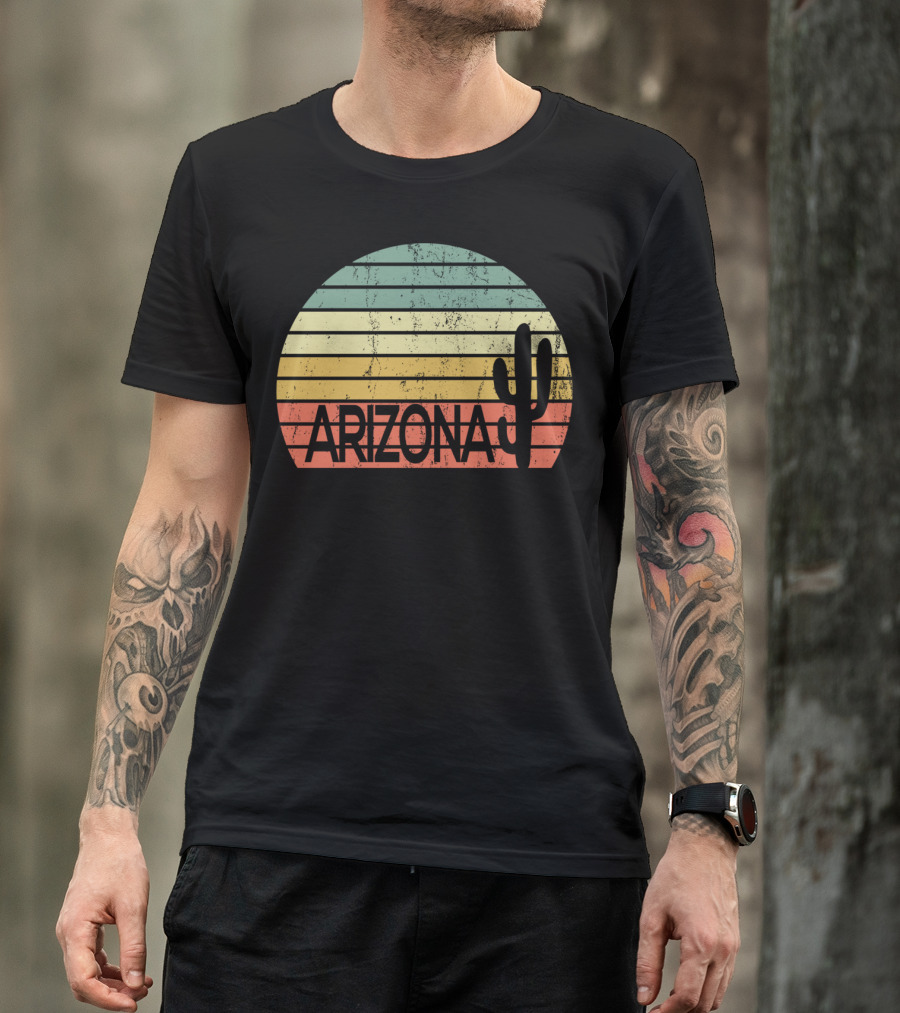 Arizona Vintage Sunset Cactus Desert Souvenir T-Shirt