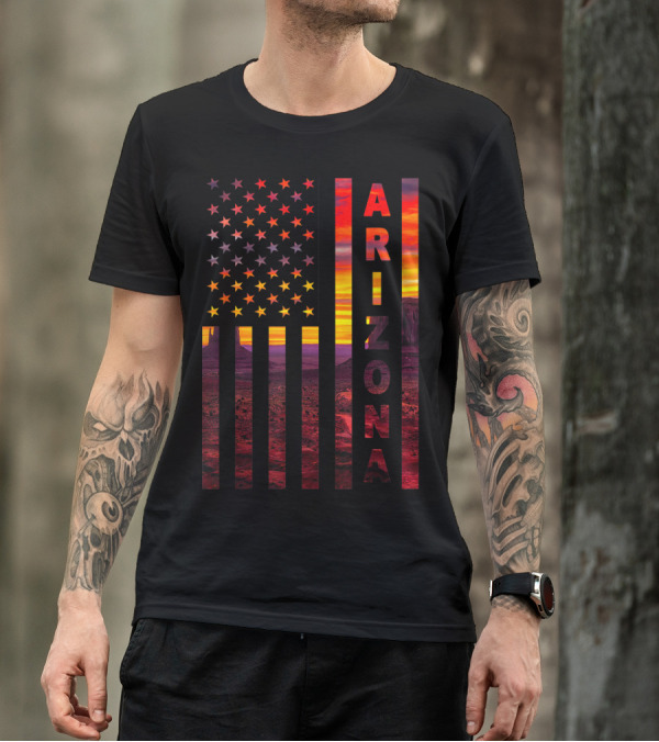 Arizona Sunset American Flag T-Shirt