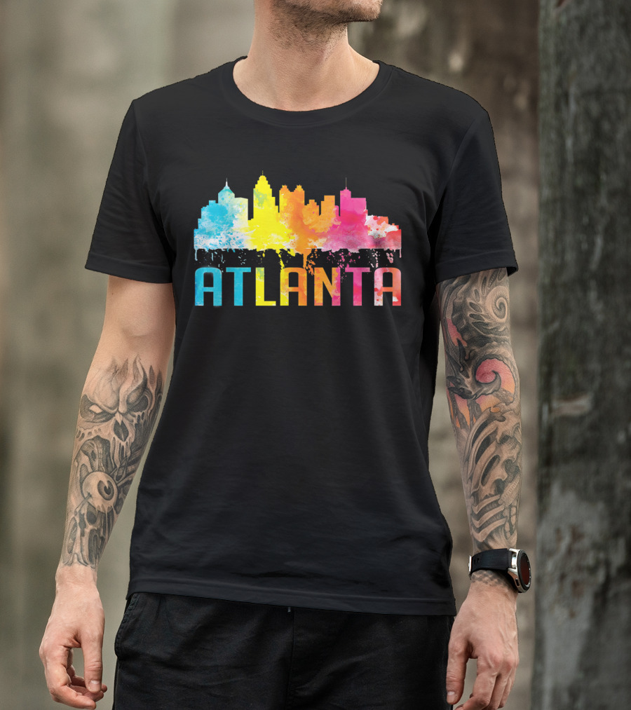 Atlanta Georgia Watercolor Skyline Art Home State T-Shirt