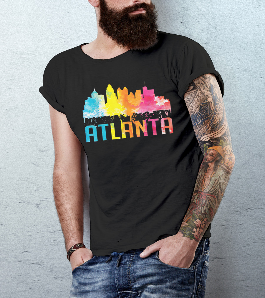 Atlanta Georgia Watercolor Skyline Art Home State T-Shirt