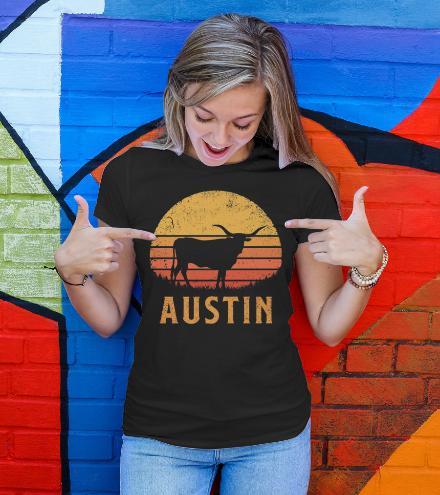 Austin Texas Longhorn Vintage Sunset T-Shirt