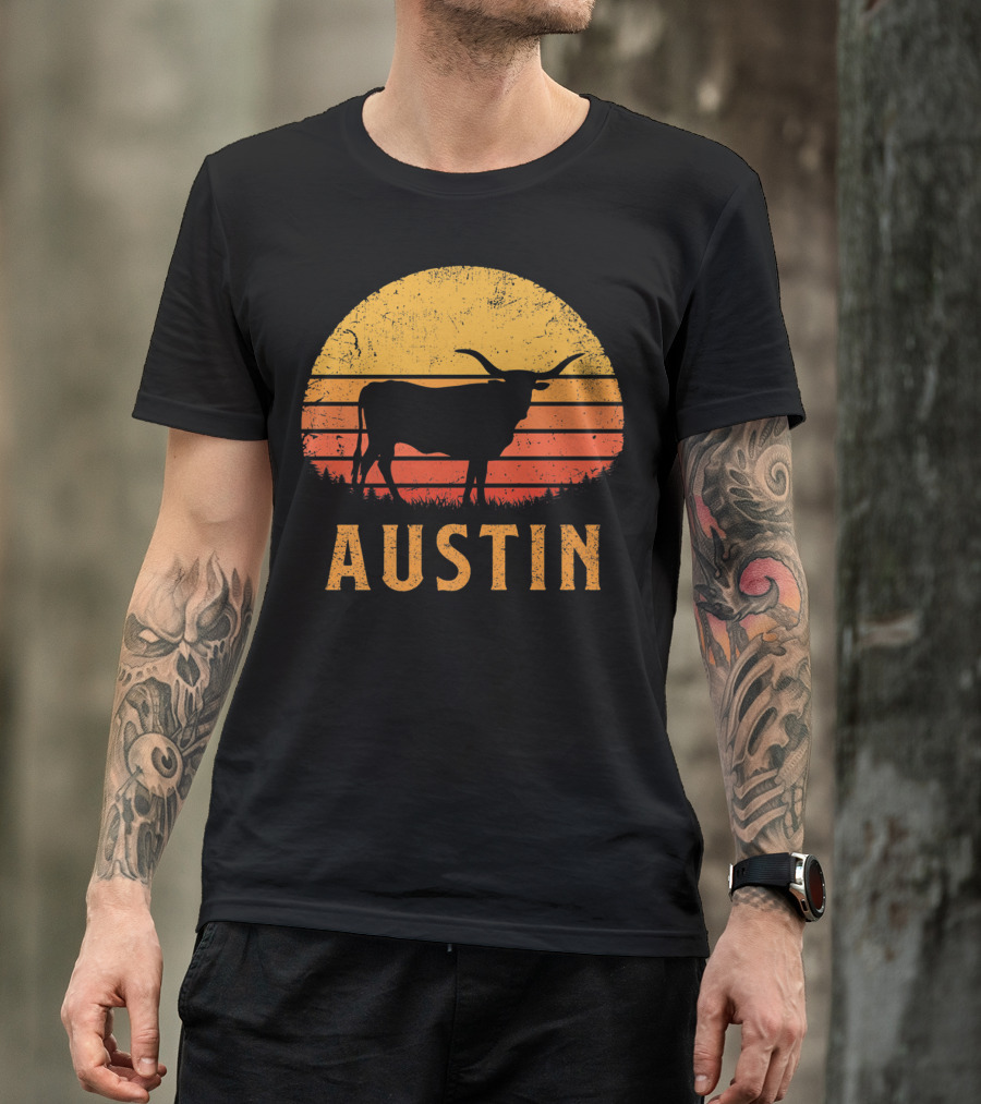 Austin Texas Longhorn Vintage Sunset T-Shirt