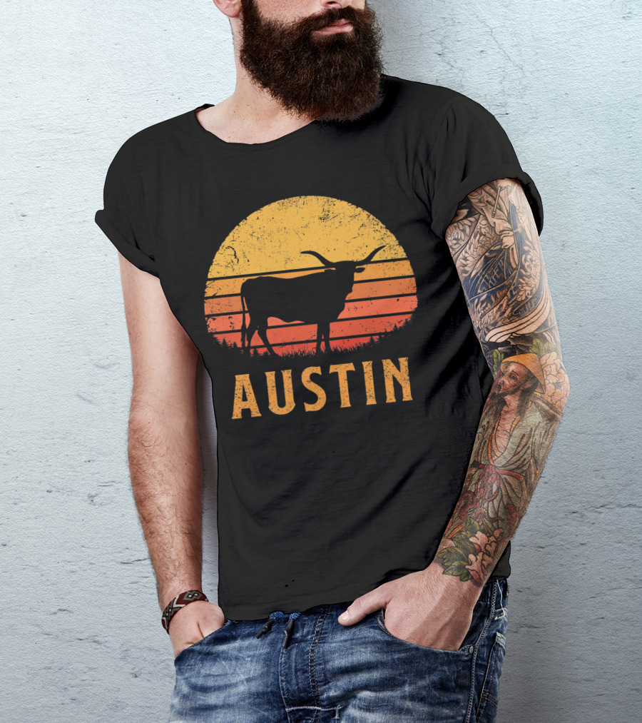 Austin Texas Longhorn Vintage Sunset T-Shirt