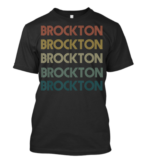Brockton Massachusetts Pride Vintage State Multicolor Repeated Text T-Shirt
