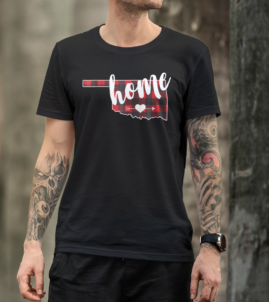 Buffalo Plaid Oklahoma Home Heart Arrow Lumberjack T-Shirt