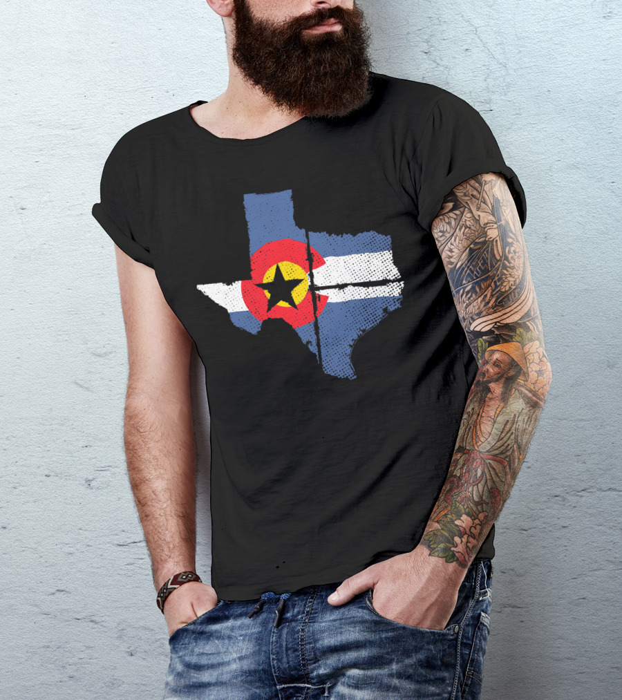 Colorado Flag Overlay On Texas Lone Star State Don't Mess T-Shirt