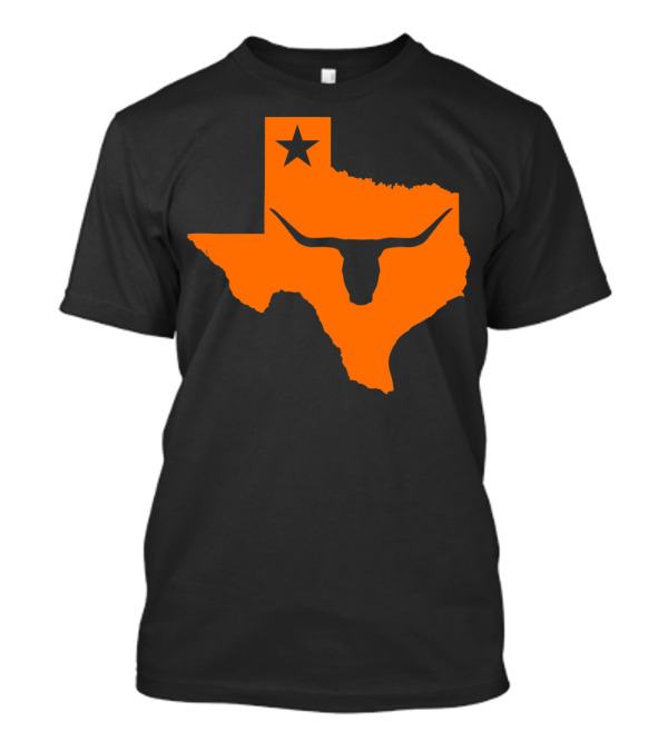 Longhorn Bull Texas State Outline With Lone Star T-Shirt