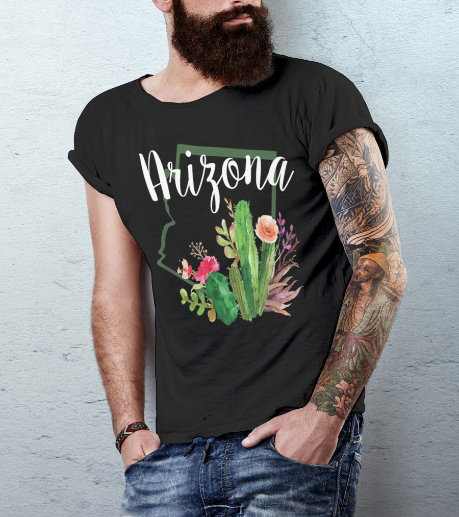 Arizona Cute Love Blooming Cactus State T-Shirt