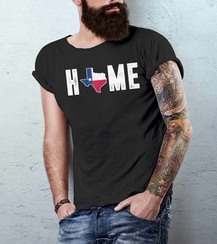 Distressed Texas Flag Star State Graphic Home T-Shirt