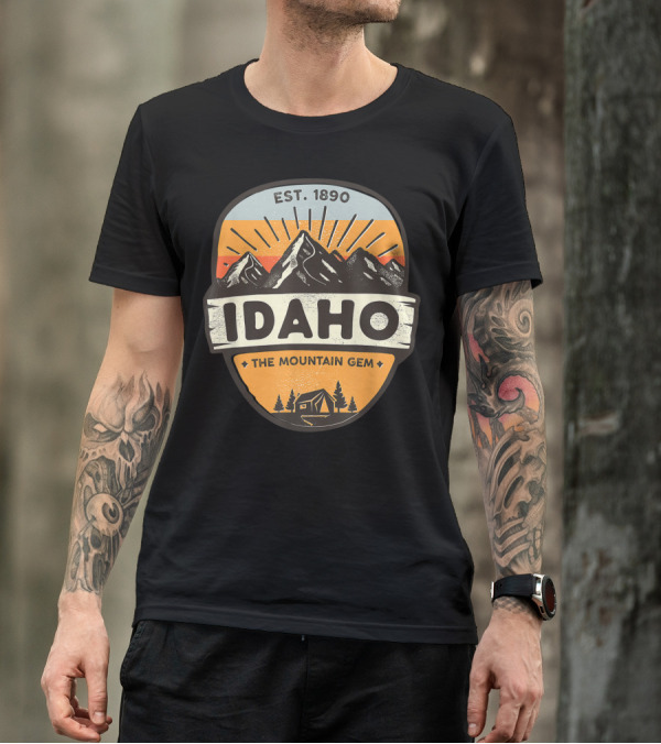 Established 1890 Idaho The Mountain Gem With Mountain And Sunrise T-Shirt