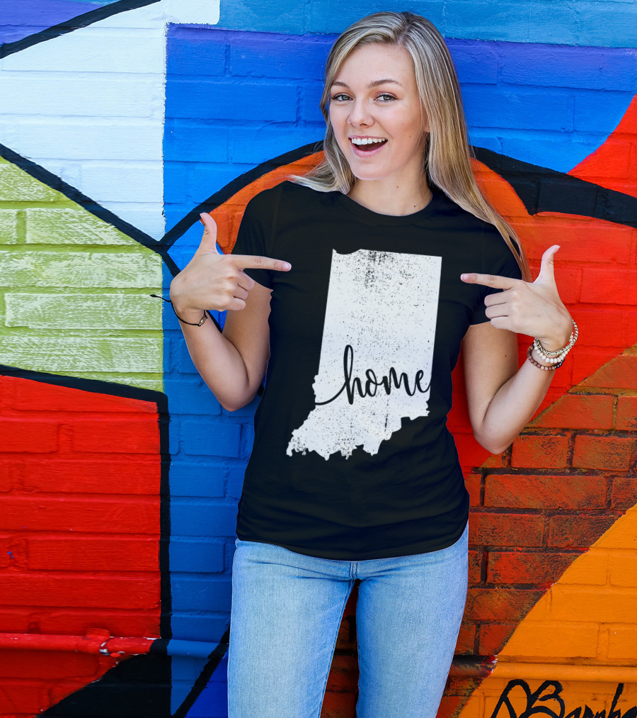 Indiana Vintage Map Outline Home Love T-Shirt