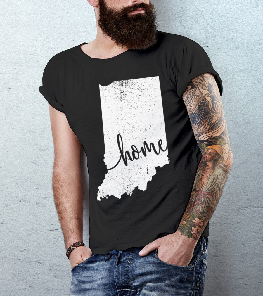 Indiana Vintage Map Outline Home Love T-Shirt