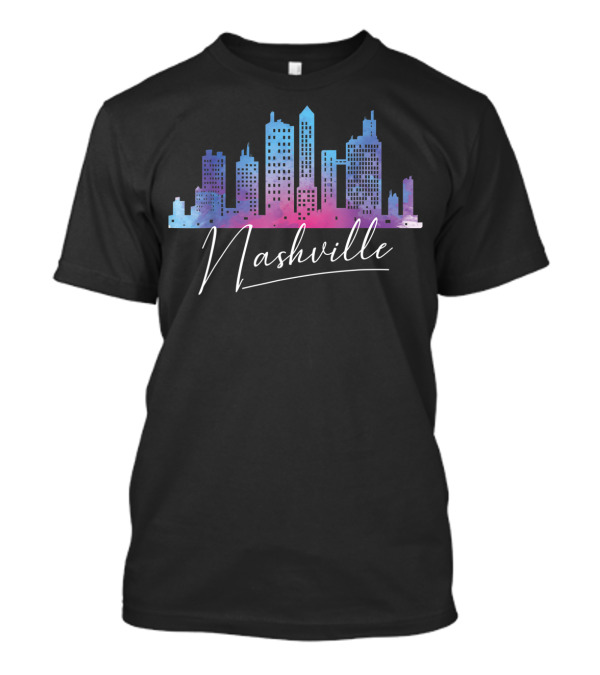 Nashville Watercolor Skyline Tennessee T-Shirt