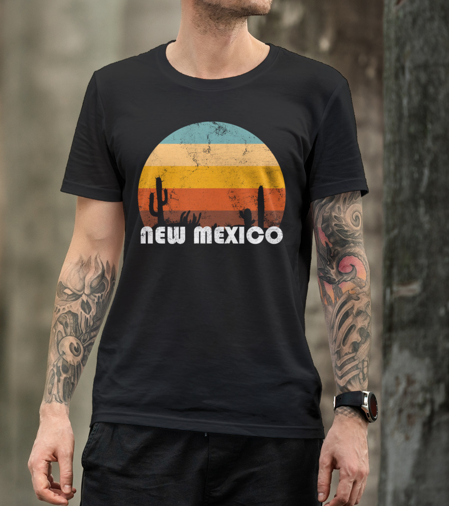 New Mexico Vintage Sunset Desert Cactus T-Shirt