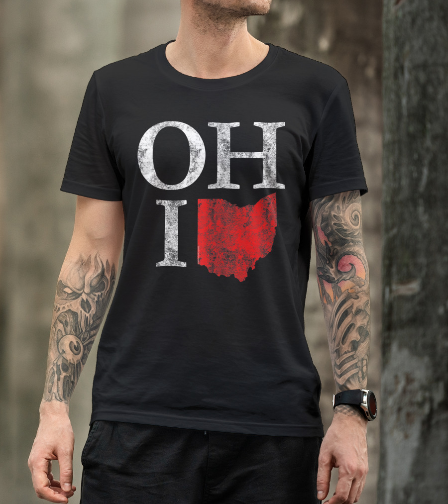 Ohio Home Shape State Vintage Grunge Distressed Red Map T-Shirt