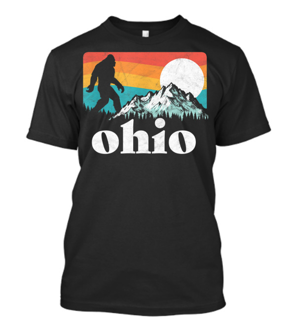 Ohio Bigfoot Mountains Retro Sun T-Shirt