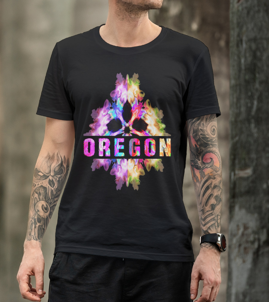 Oregon Souvenir Best Home State Colorful Abstract T-Shirt