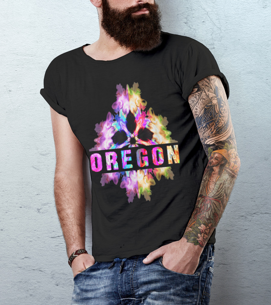 Oregon Souvenir Best Home State Colorful Abstract T-Shirt