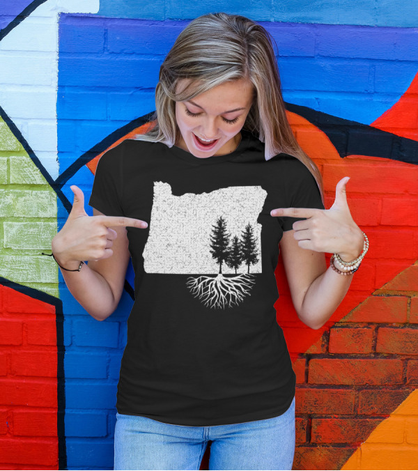 Oregon State Roots Map With Trees And Roots T-Shirt