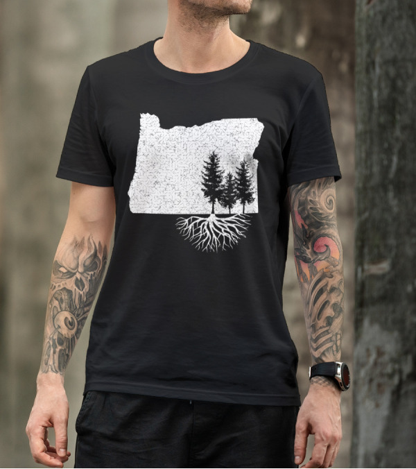 Oregon State Roots Map With Trees And Roots T-Shirt