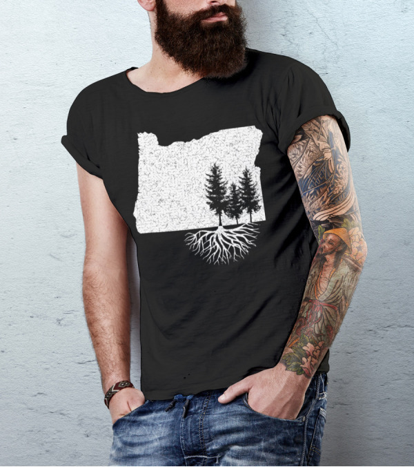 Oregon State Roots Map With Trees And Roots T-Shirt