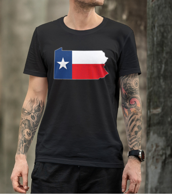 Pennsylvania State Map With Texas Flag Colors Roots T-Shirt