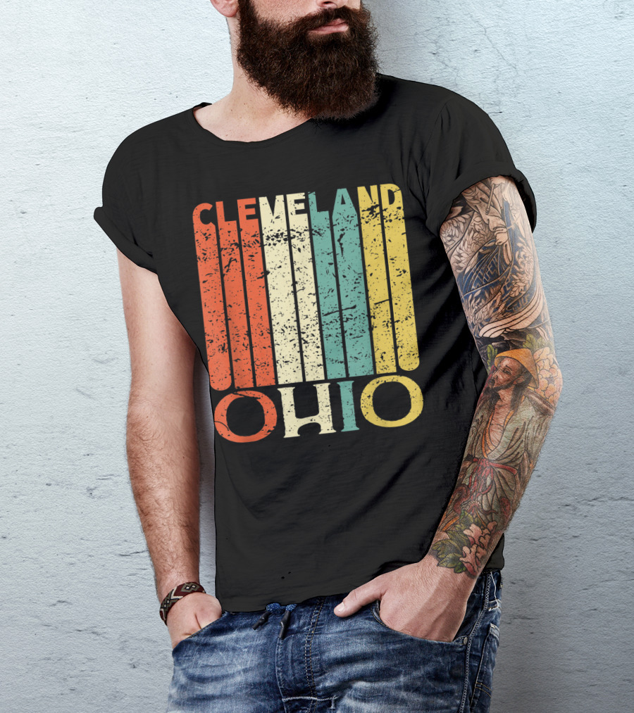Cleveland Ohio Retro Vintage Stripes T-Shirt