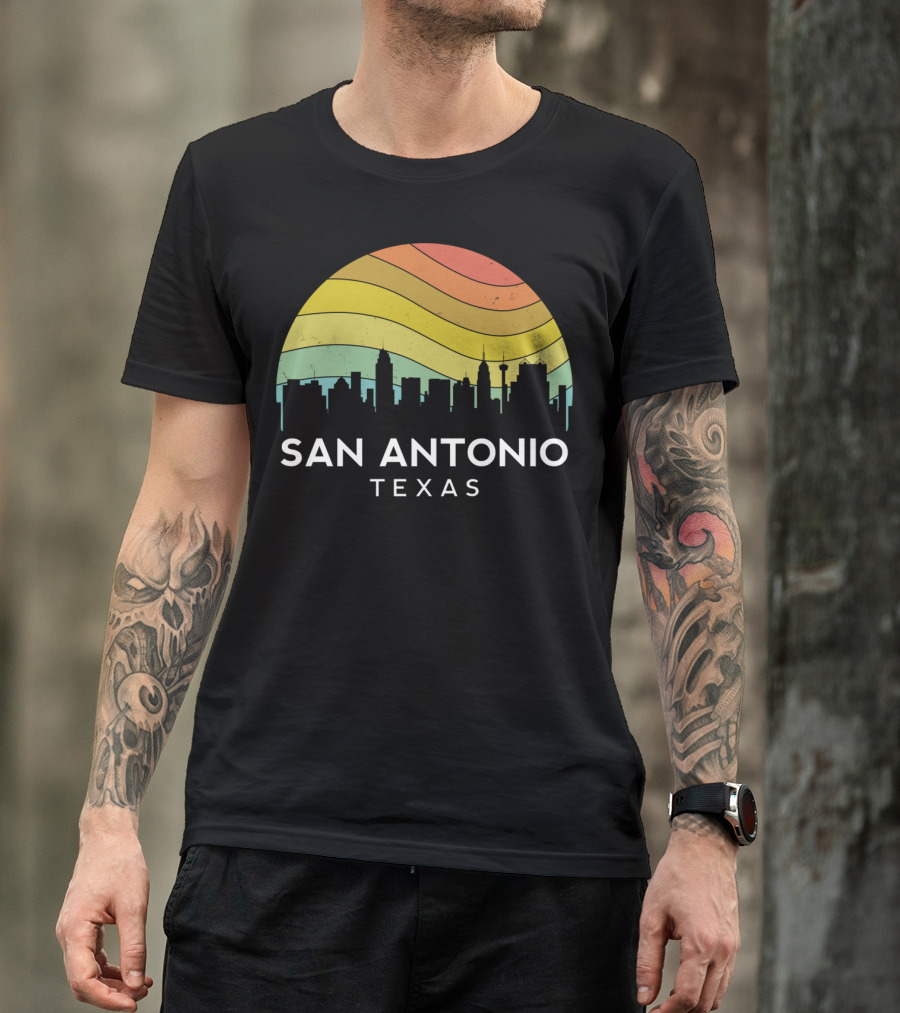 San Antonio Texas Retro Vintage Skyline Lone Star T-Shirt