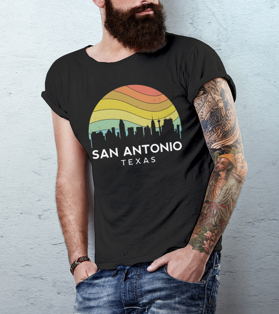 San Antonio Texas Retro Vintage Skyline Lone Star T-Shirt
