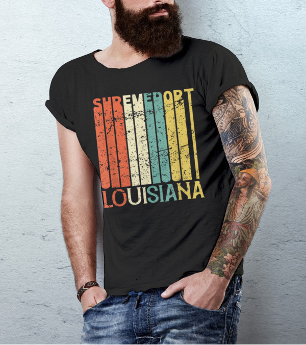 Shreveport Louisiana Retro Vintage Stripes T-Shirt