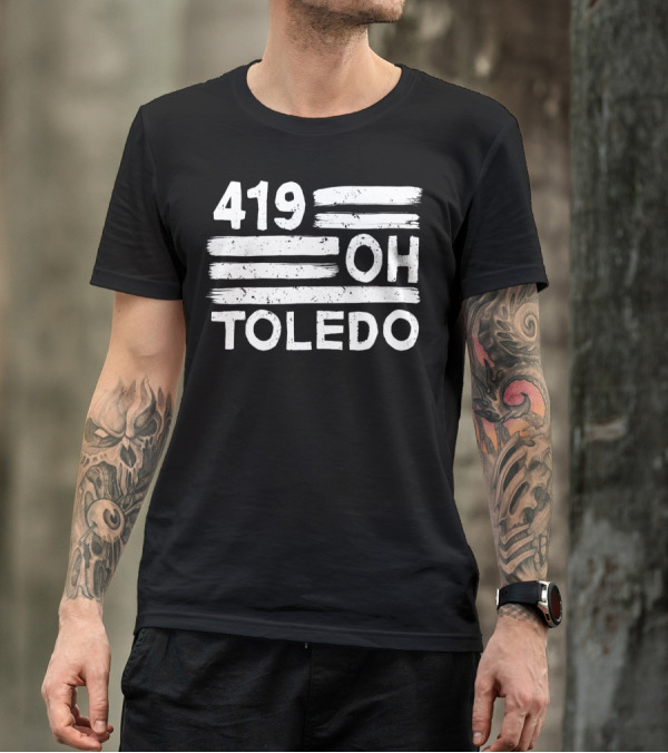 419 Toledo OH Retro Style Area Code Flag T-Shirt