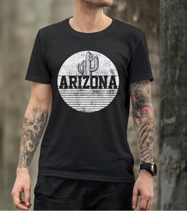 Retro Vintage Arizona Desert Cactus USA State Iconic T-Shirt