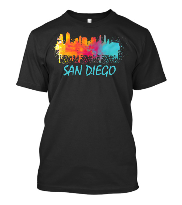 San Diego Watercolor Skyline California T-Shirt