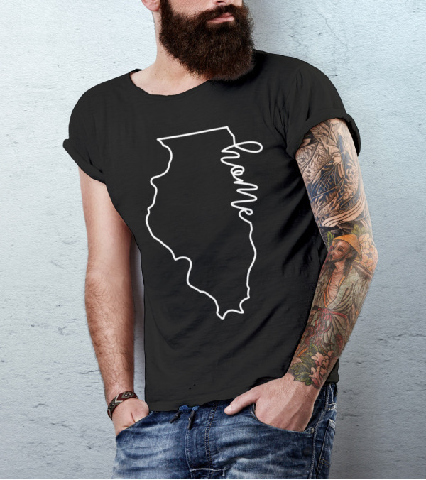 Illinois Outline Home Script T-Shirt