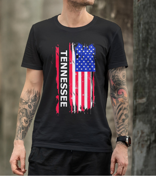 Tennessee American Flag Vertical Stripe T-Shirt