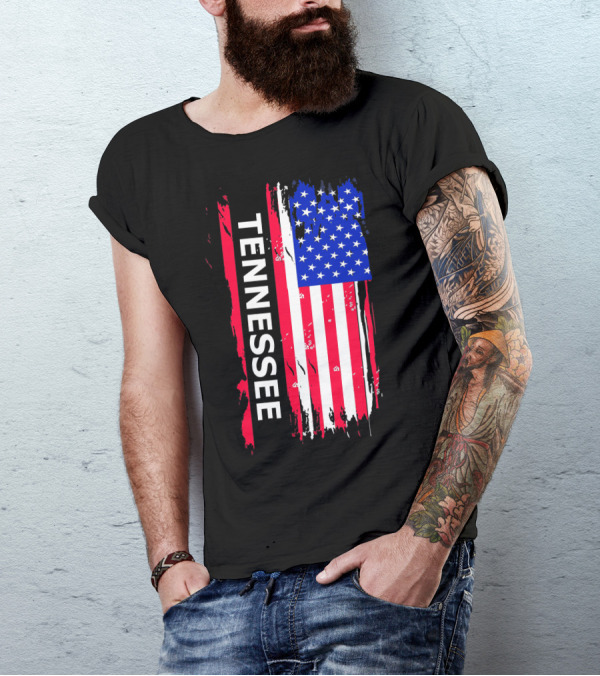 Tennessee American Flag Vertical Stripe T-Shirt