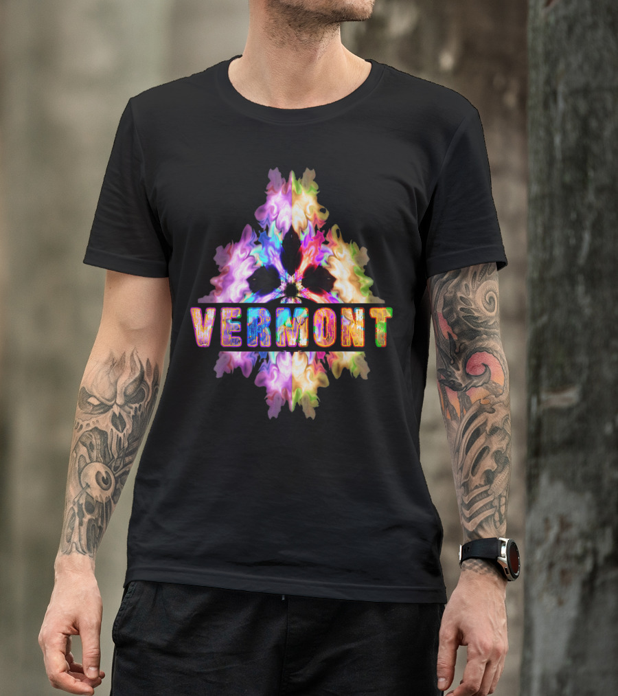 Vermont Best Home State Proud VT Roots Colorful Tie-Dye T-Shirt