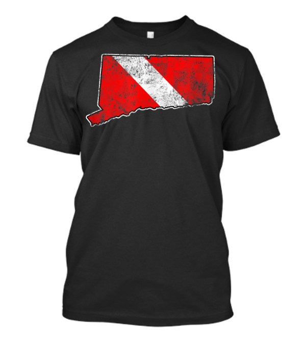 Connecticut State Map Vintage Scuba Dive Flag T-Shirt