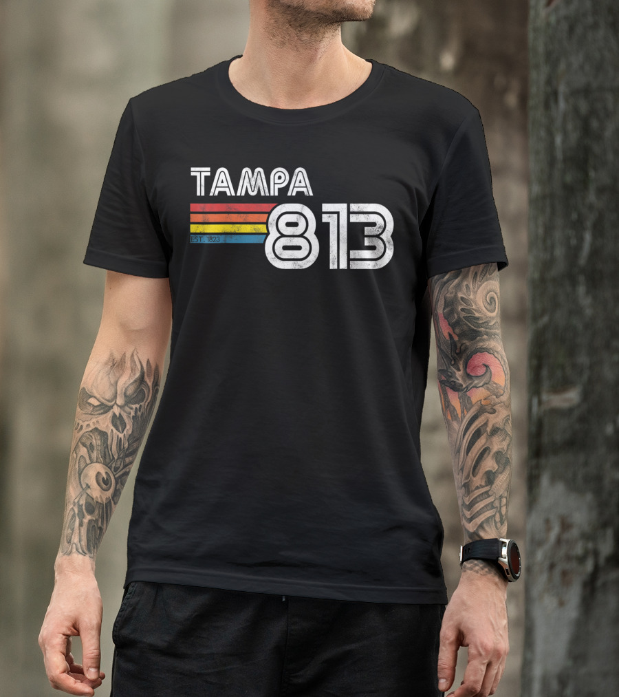 Tampa 813 Vintage Est. 1823 Retro Stripes State Of Florida T-Shirt