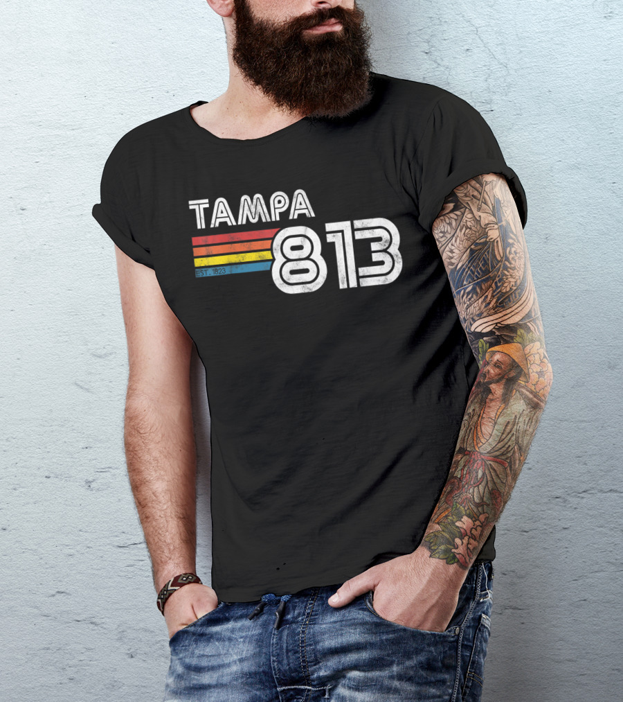 Tampa 813 Vintage Est. 1823 Retro Stripes State Of Florida T-Shirt
