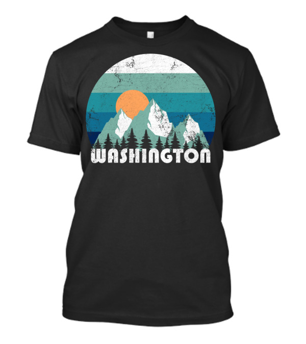 Washington Mountains Retro Sunset Vintage Nature T-Shirt