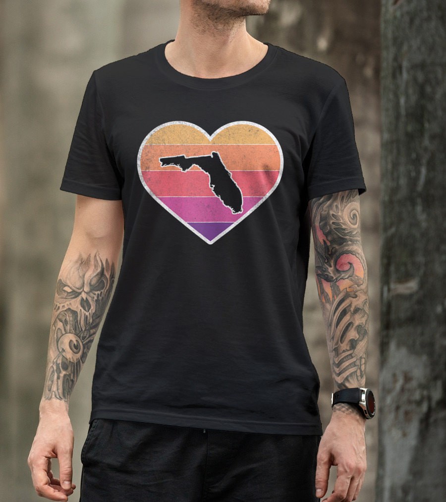 Florida Love Heart Retro Sunset T-Shirt