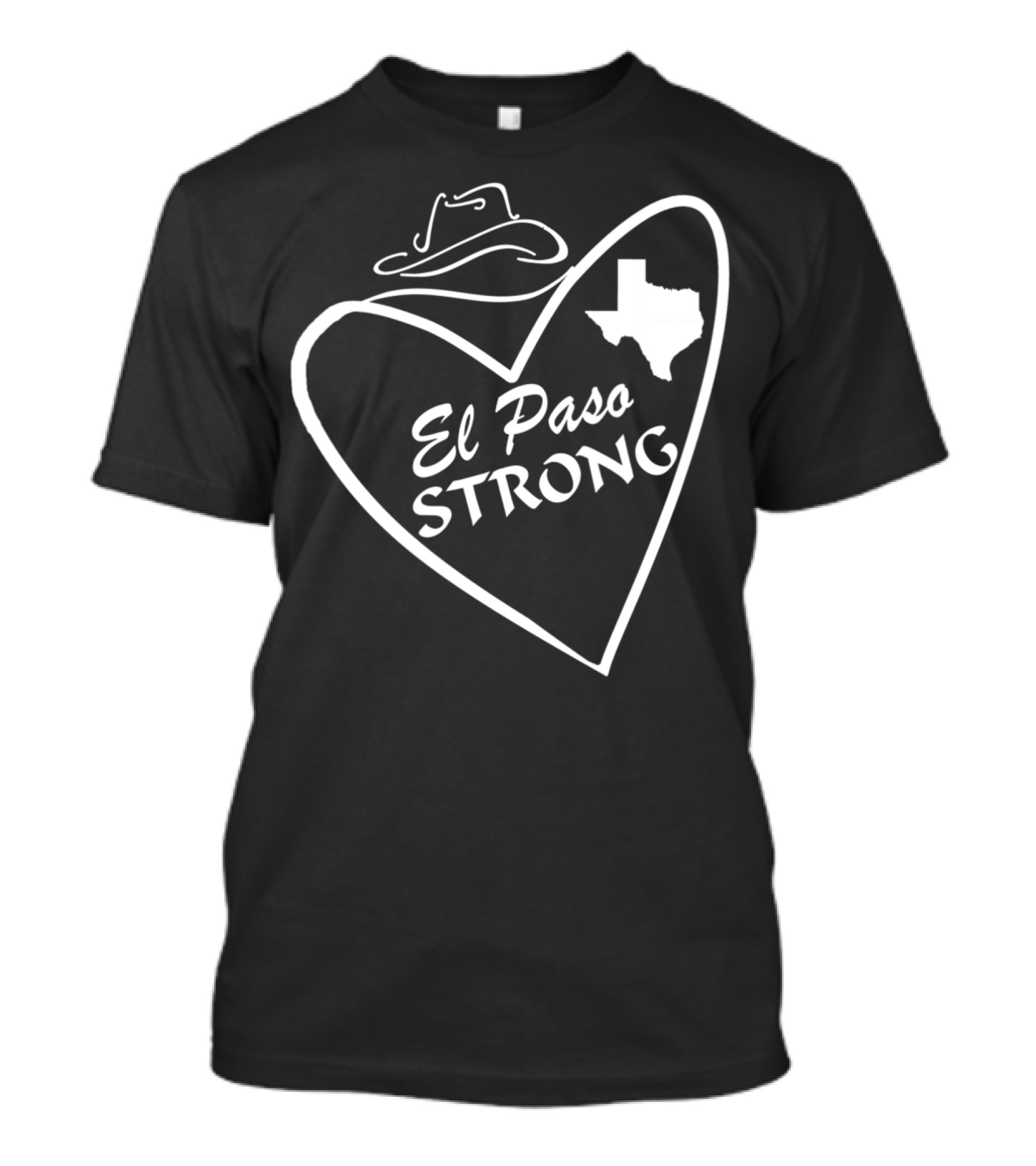 El Paso Strong Heart Texas Map Stetson Hat T-Shirt