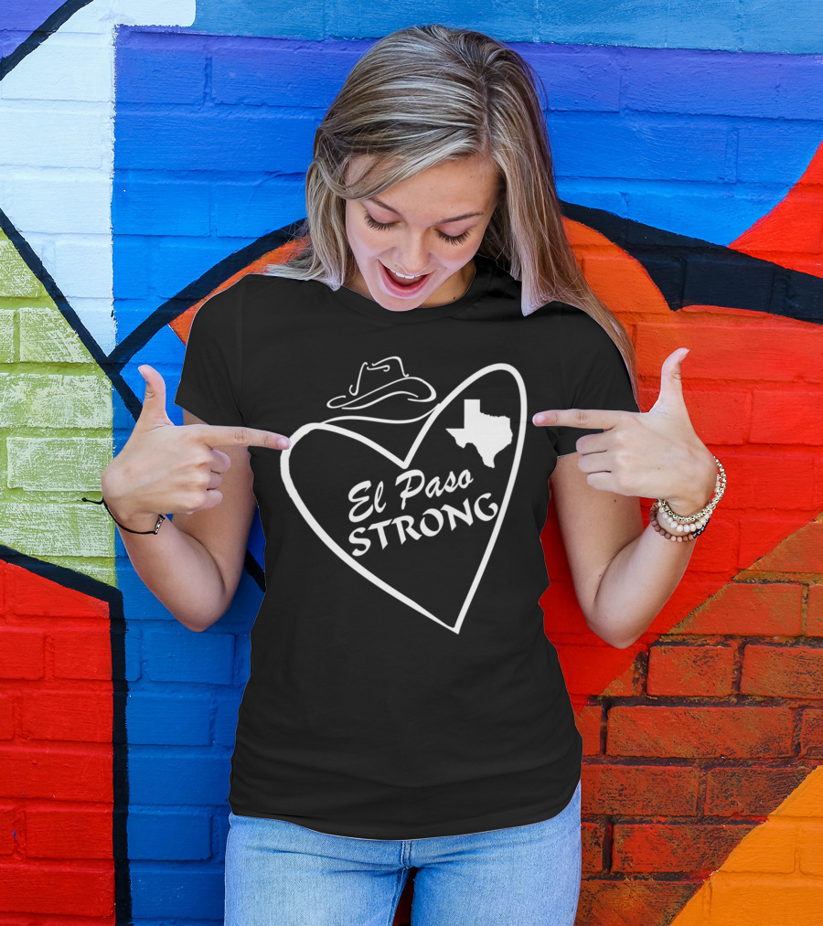 El Paso Strong Heart Texas Map Stetson Hat T-Shirt