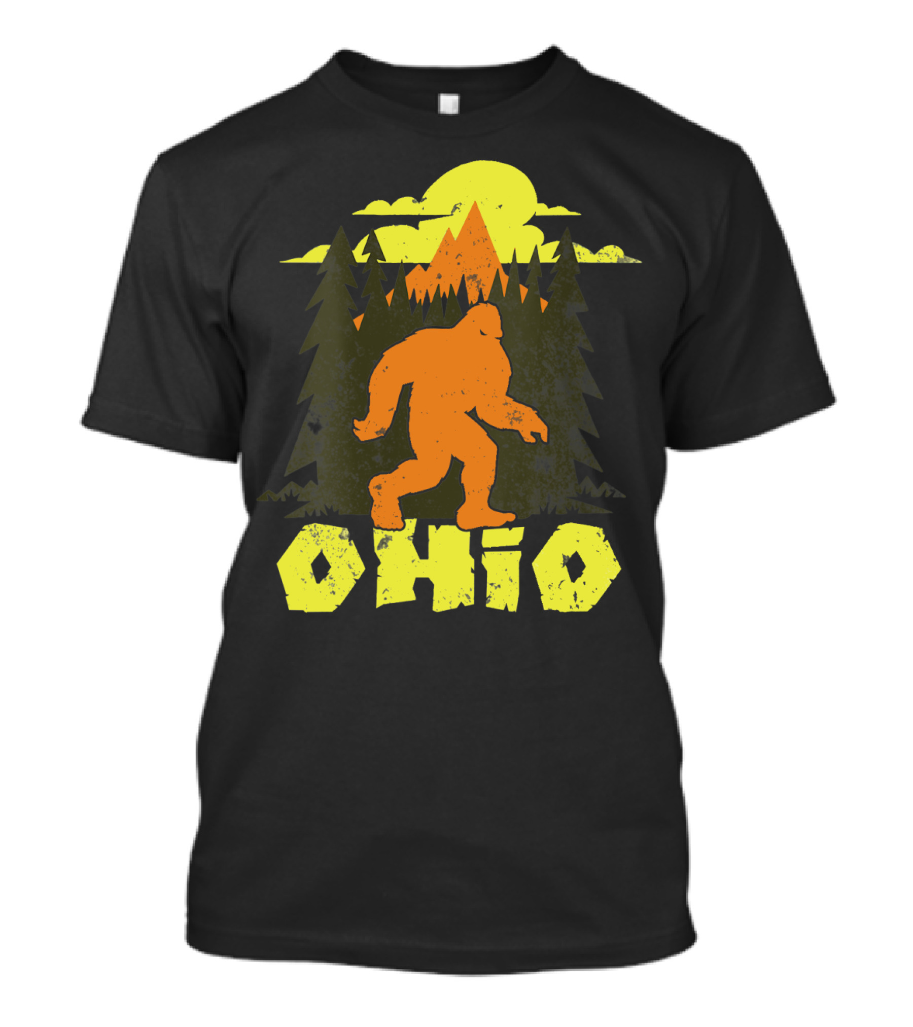 Ohio Bigfoot Hunter Believe Sasquatch Forest Sunset T-Shirt